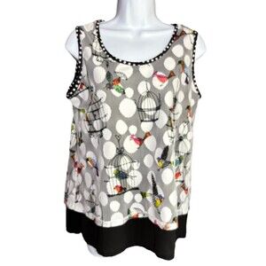 Zoe MICHAEL PHILLIPS Bird Cage Tank Top Women’s Size Small Black Gray Art Wear